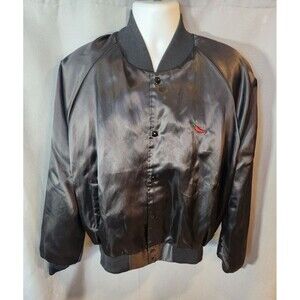 Vtg Auburn Sportswear Bomber Jacket men's 2XL Black Snap USA Made Collared Chili